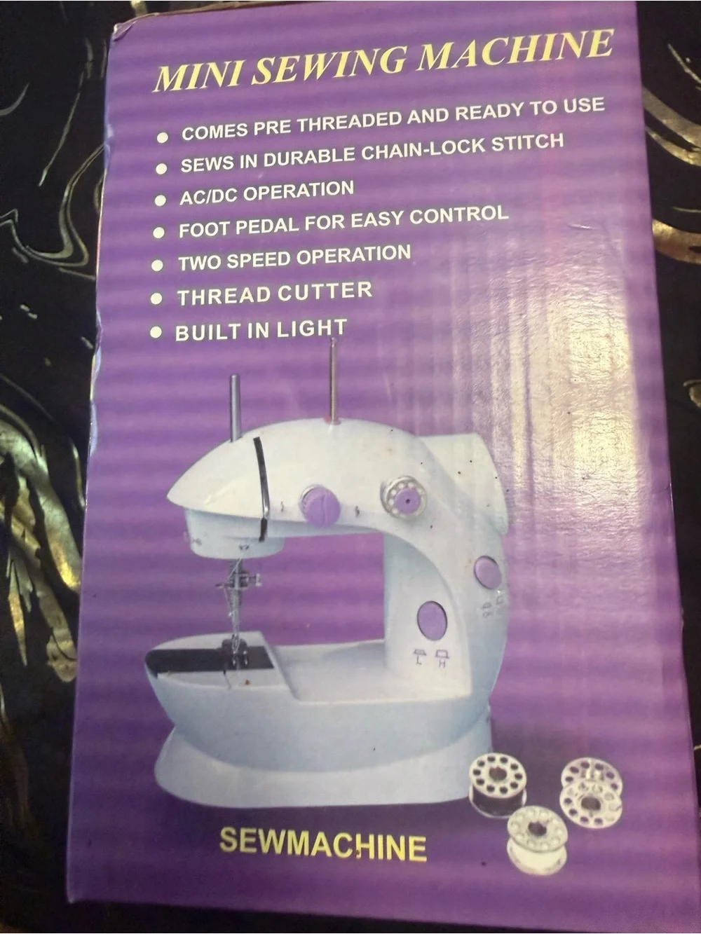 Mini Sewing Machine for Kids – White and Purple